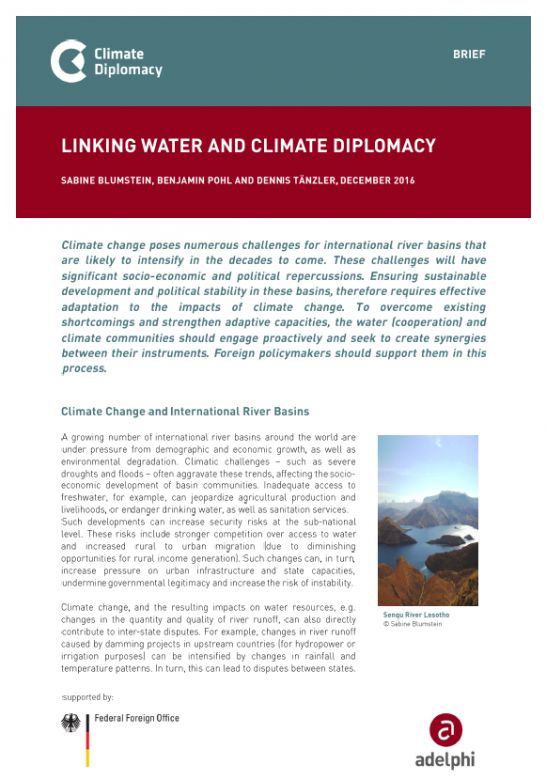 Linking Water and Climate Diplomacy