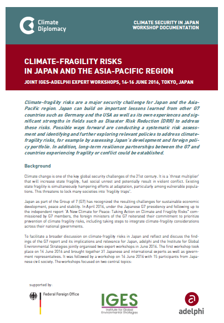 Conference Documentation IGES-adelphi workshop Japan climate fragility risks