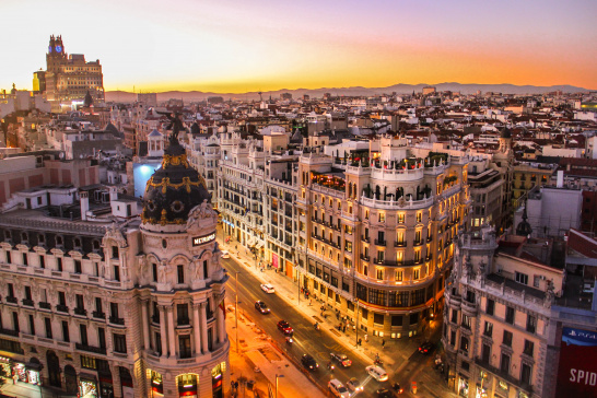 Madrid, urban, sunset