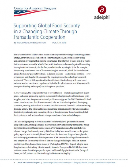 Supporting Global Food Security in a Changing Climate Through Transatlantic Cooperation WERZ POHL