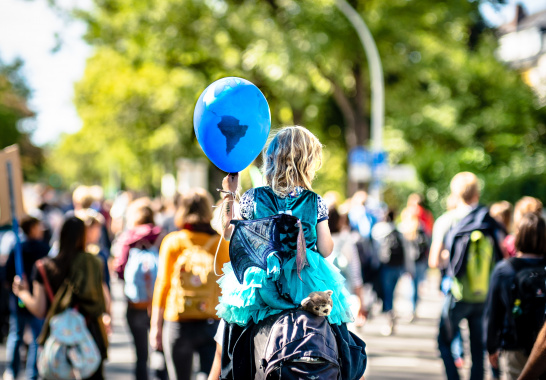 girl, protest, globe, balloon, fridays for future