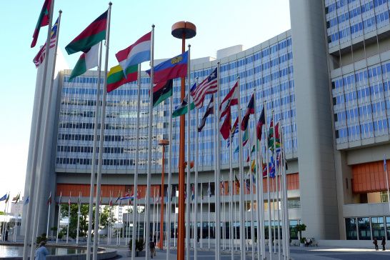 Flags, UN Office, Vienna, Austria