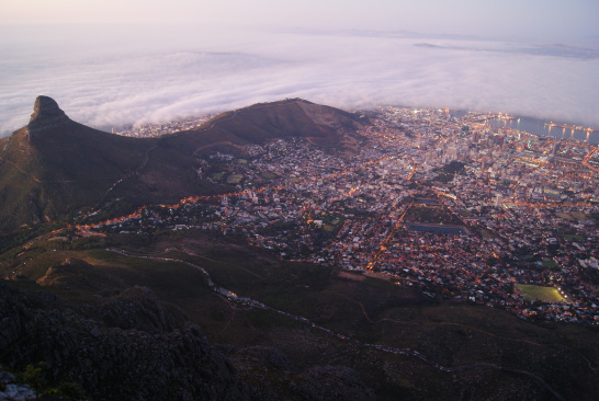 Cape Town, South Africa, aerial view, city, mountain