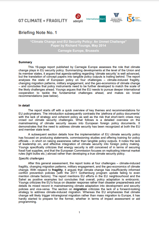 G7 Briefing Note 1 - CC and EU Security Policy