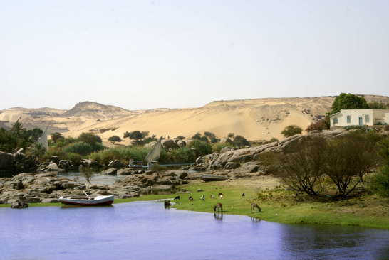 river, nile, egypt, shore, boat, north africa, middle east