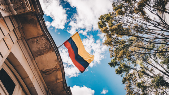 Colombia, city, building, flag, Latin America, sky