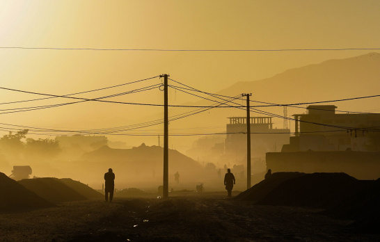Kabul, Afghanistan, dawn, silhouette, polution