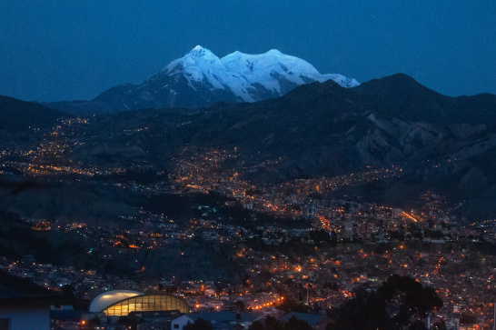 La Paz, Bolivia, landscape, night, city, urban, south america, latin america, mountain, ice