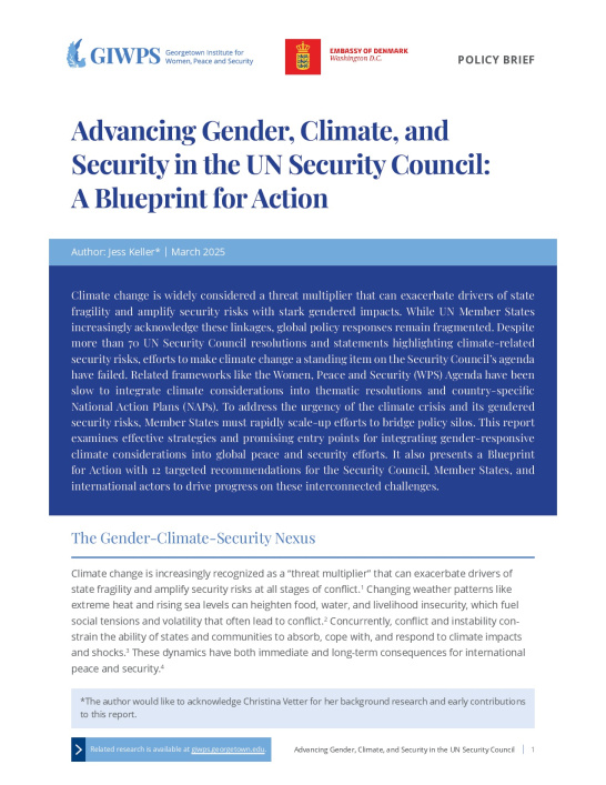 Advancing Gender, Climate, and Security in the UN Security Council: A Blueprint for Action