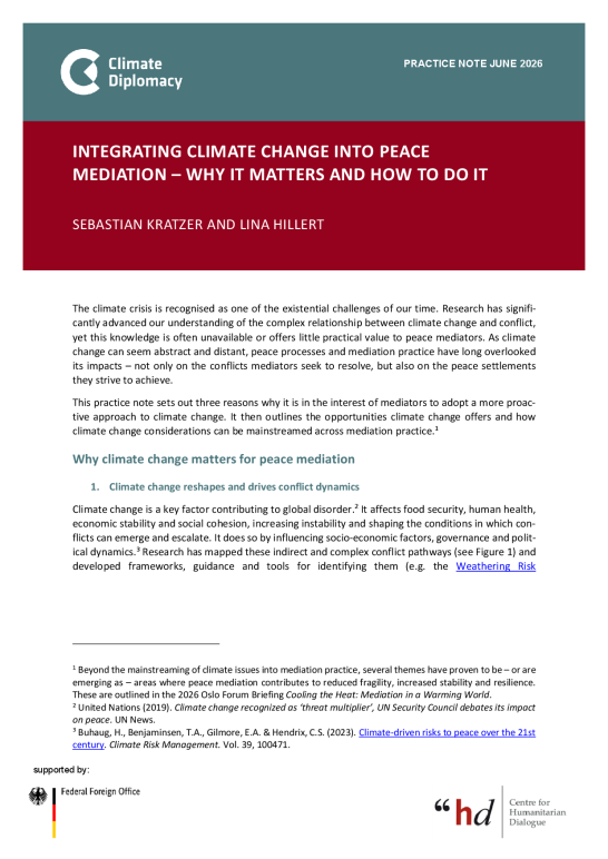 Integrating Climate Change Into Peace Mediation – Why It Matters And How To Do It
