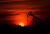 Oil rig, fossil fuel, sunset