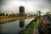 Pinheiros River, powerlines, city, São Paulo, Brazil, South America, Latin