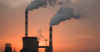 energy, power plant, smoke, pollution, sunset, orange sky
